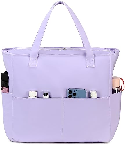 Bolsa de playa impermeable de gran formato para mujer con compartimento húmedo en elegante morado