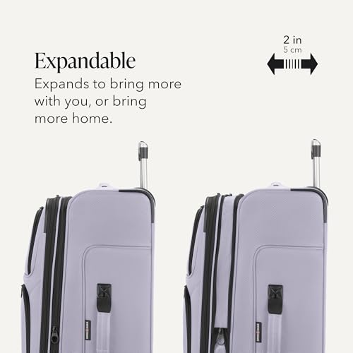 Image of SwissGear Sion Softside Expandable, Evening Haze, Checked-Large, Sion Softside Expandable Spinner Luggage Durable Lightweight Travel Suitcase