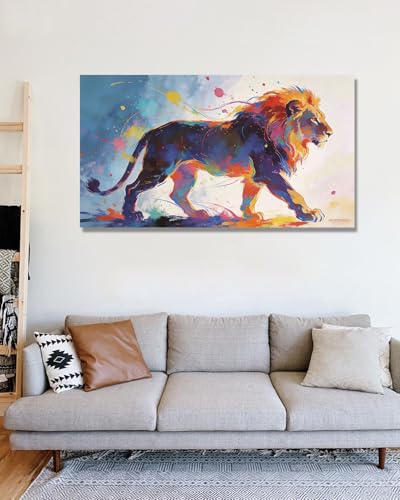 Tableau lion abstrait NHLDZYH coloré 30x54cm décoration salon
