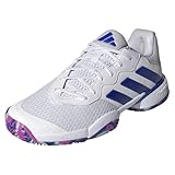 adidas Barricade Sneaker, White/Lucid Blue/Semi Flash Aqua,...