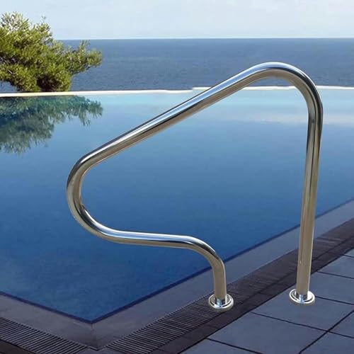 Pasamanos de seguridad para piscina, pasamanos de piscina enterrada, barandilla de acero inoxidable 304, para jardín y patio, color plateado a prueba de óxido