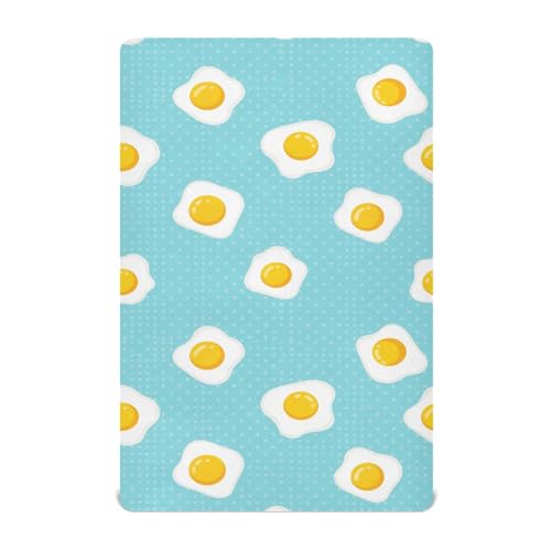 Image of Fried Eggs Polka Dots Blue Fitted Crib Sheet for Boys Girls Baby Crib Mattress Sheet for Toddler,52 X 28 in