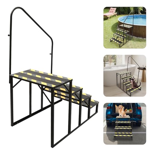 Escalera de 4 pasos con barandales para piscina y hogar miniatura 7