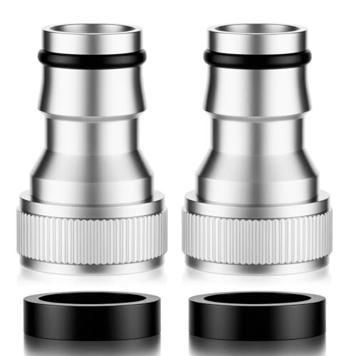 Pretwad Pack of 2 Tap Adapters, Portable Washing Machine Tap Adapter, Stainless Steel Tap Adapter for 15/16-27 Male Sink or 55/64-27 Female Sink Diverter