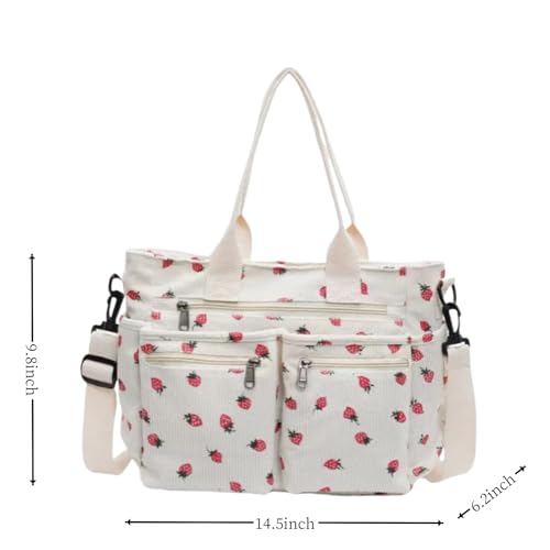 Womens Casual Corduroy Satchel Totes Handbags Large Capacity Tote Bag Purse Multiple Pockets Satchel Bag4