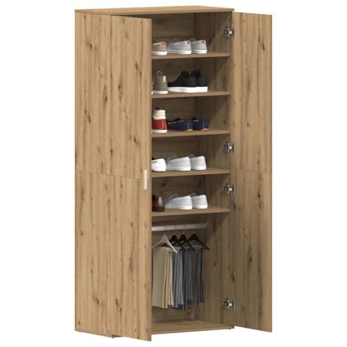 Armoire à chaussures chêne Artisan 80 cm avec 5 grands compartiments - 4