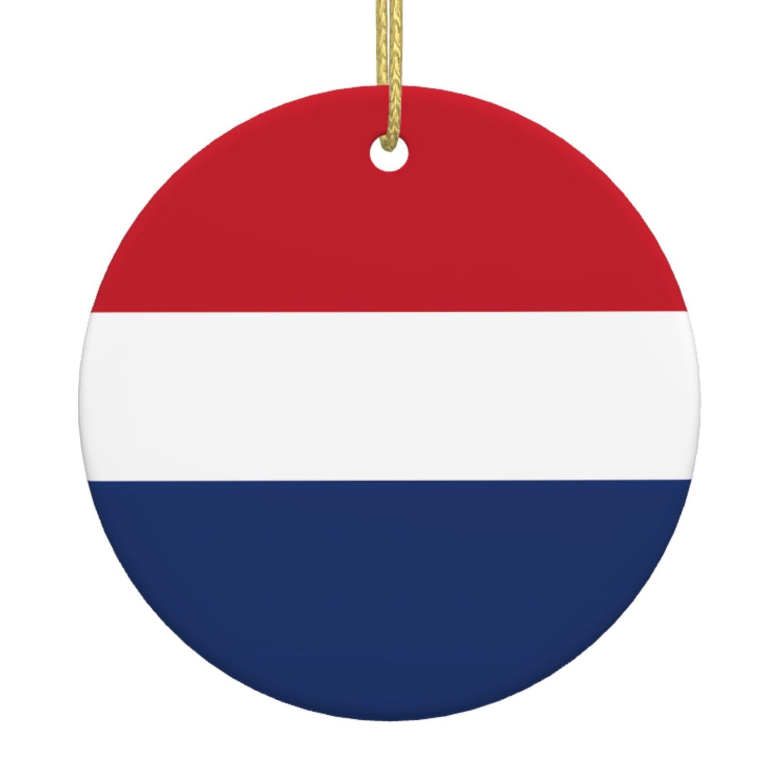 Dutch Flag Printed Christmas Tree Ceramic Ornaments Holiday Decoration Christmas Unique Pendant for Christmas Party