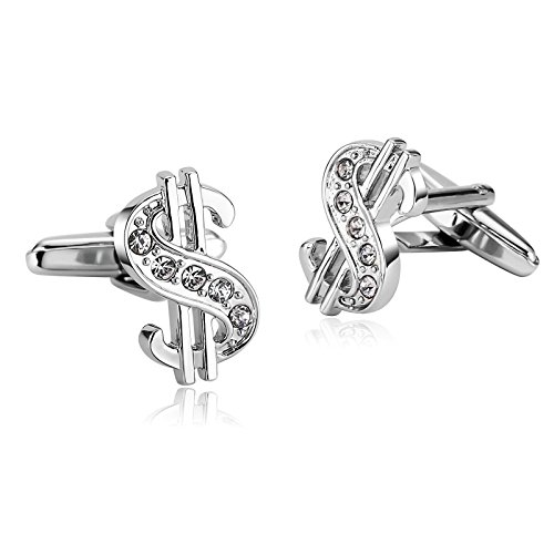 Mancuernillas KnSam Signo Dólar Plata Acero Hombre