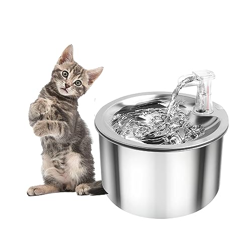 Fuente de Agua para Gatos de Acero Inoxidable USB
