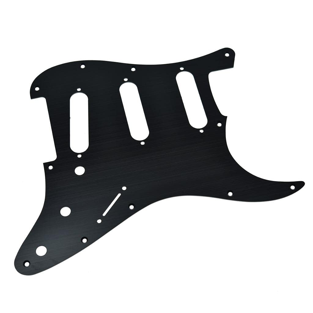 KAISH 11 Hole Metal Aluminum Anodized Modern Style ST/Strat SSS Pickguard Guitar Pick Guard Scratch Plate for USA/Mexico Stratocaster/Strat Black - Image 3