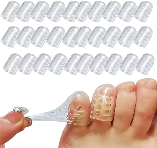 Silicone Anti Friction Toe Protectors Women, 30 Pcs Gel Toe Separators Breathable Little Toe Covers for Men and Women, Toe Sleeves for Ingrown Toenails, Corns, Calluses, Blisters and Pain Relief