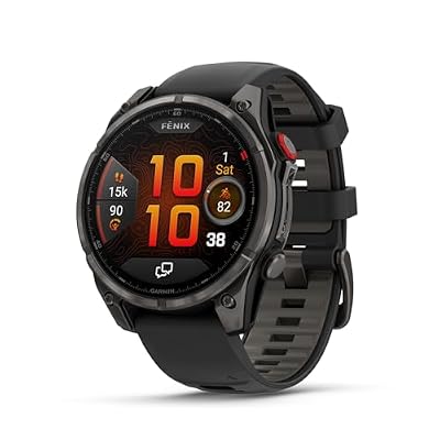 Garmin fēnix® 8 Pro, 51mm, AMOLED Display, Premium Connected Multisport GPS Smartwatch, inReach® Technology, Sapphire, Carbon Gray DLC Titanium with Black/Pebble Gray Silicone Band