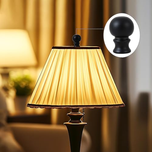 Image of 2 Pieces Black Lamp Finials, Solid Finials for Lamps, Lamp Shade Nut Screw Cap, Lamp Finials Decorative for Table Lamp, Floor Lamp