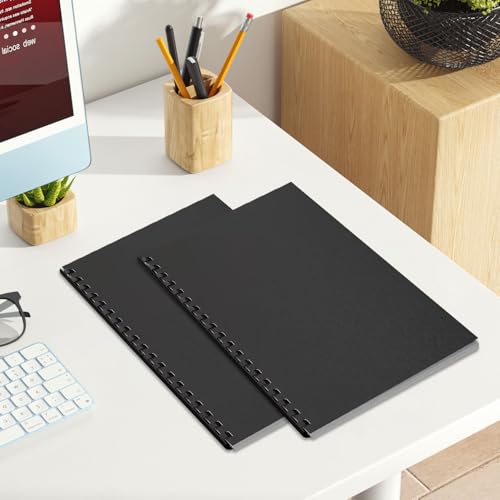 HOUYEE 100 Pack 16 Mil Poly Binding Covers,Sand Texture Binding Presentation Covers,8.5x11 Inches,Letter Size,Black,Square Corners,Un-Punched - Thumbnail 2