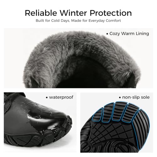 FANGARDEN Winter Boots for Women Men Winter Warm Anti Slip Leather Shoes - image 4