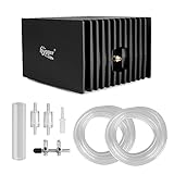 hygger Bomba Aire Acuario, Bomba de Aire Acuario Silenciosa Regulable de Oxígeno con 4 Salida para Acuario, Cuenco para Peces con Manguera de Aire Válvula Antirretorno de hasta 2200 litros (12 W)