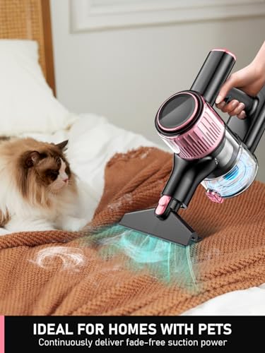 Cordless Vacuum Cleaner, 350W/30Kpa 8 in 1 Powerful Stick Vacuum, with Anti-Tangle Brush and Upgraded Green Light, 40mins Runtime Rechargeable Lightweight Vacuums for Hardwood Floor, Carpet, Pet Hair