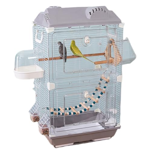 Quxxuol 鳥かご オウムケージ 風景 アクリル 鳥かご 鳥かご 鳥小屋 マルチペット 透明 高強度 鳥かご 組み立て済み お手入れ簡単 セキセイインコ オウム 牡丹 ムニア 大型 ヴィラ 鳥かご フルセット (グレー,タイプA)