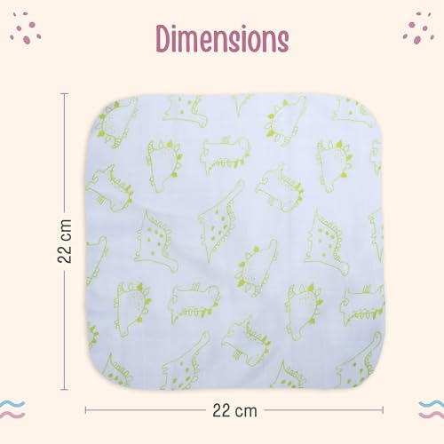 Image of LuvLap Muslin Cotton Cloth Premium Baby Washcloth for New Born, Washable (22 cm x 22 cm) Reusable, Absorbent, Extra Soft Face Towels /Washcloth for Babies, Stars, Balloons Print, Pack of 6, Multicolour