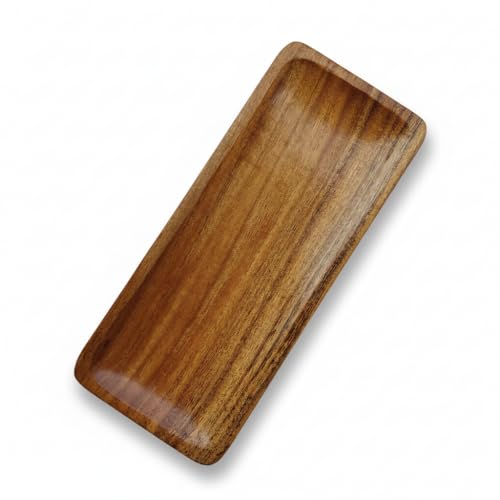 Image of Wooden Serving Tray for Tea & Coffee | Handcrafted Acacia Wood Platter for Breakfast, Snacks, Drinks | Lightweight & Durable | Kitchen & Dining Decor Tray (Platter)