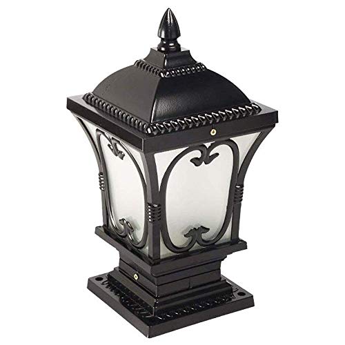 Preisvergleich Produktbild GOHHK Traditionelle Victoria Rainproof Pillar Light - Pfostenleuchten aus Aluminiumdruckguss - Terrassenbeleuchtung im Freien - Gartensäulenlampe IP44 wasserdichte Landschaftslampen - Schwarz