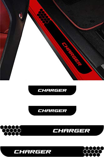 Dodge Charger Door Sill Guard Decal | Door Entry Protector Vinyl Sticker | No Background Scuff Plate Protection Cover fits 2007 2008 2009 2010 2011 2012 2013 2014 2015 2016 2017 2018 2019 2020 (Black)
