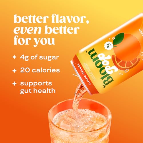 Image of Bloom Pop Prebiotic Soda, Gut Health Support, Classic Orange, 12 Pack | Classic orange flavor with clinically backed prebiotics for gut health, metabolism support and soda satisfaction.