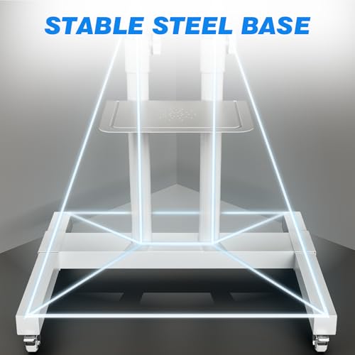 Image of Rfiver Mobile TV Cart Rolling TV Stand for 32-83 Inch Screen Flat /Curved TVs up to 110lbs, Tilt and Height Adjustment Portable TV Stands on Wheel with Laptop Shelf, Outdoor TV Stand MAX VESA 600x400mm