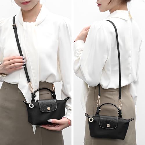 Image of Upgraded Bags Leather Shoulder Strap for Longchamp Mini Bag Conversion Kit, Purse Straps Crossbody Adjustable Replacement Conversion Kit Fit Compatible with Long Champ Handbag