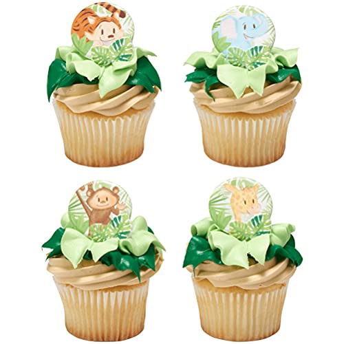 Baby Zoo Animals Cupcake Rings Cake Decorations - 24 Ct #TOP1