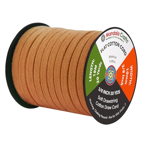 Mandala Crafts 3/8 Inch Russet Brown Flat Drawstring Cord for Hoodies