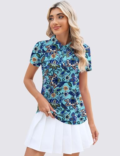 Image of TFSDOD Womens Golf Polo Shirts Collared Short Sleeve T Shirt Lightweight Moisture Wicking Polo Casual 3 Buttons Outfits