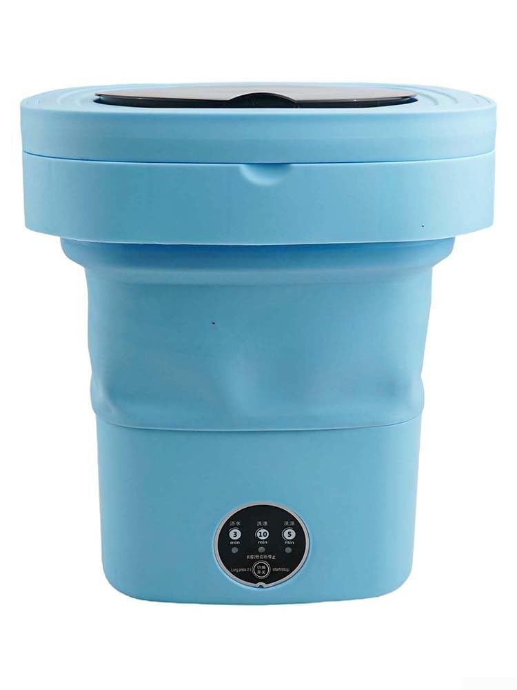 Kleine Waschmaschine 8,5L Kunststoff Robust(Blue) | 8,5L Fassungsvermögen, faltbares Design, Blaulicht-Funktion, Timer-Steuerung, plastikresistent