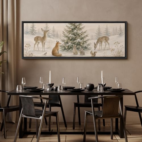 Image of MUDECOR Large Framed Canvas Print Wall Art Winter Wildlife for Living Room
