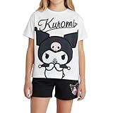 Hello Kitty Kuromi Camiseta y Pantalon para Niña, Conjunto 2 Piezas Camiseta Manga Corta y Pantalon Corto, Talla 8 Años