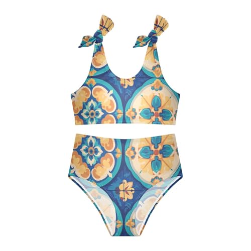 Moroccan Medallion Girls' 2 Piece Kids Bikini Set Quick-Dry Swimsuit Swimming Suits Adjustable Shoulder Strap3