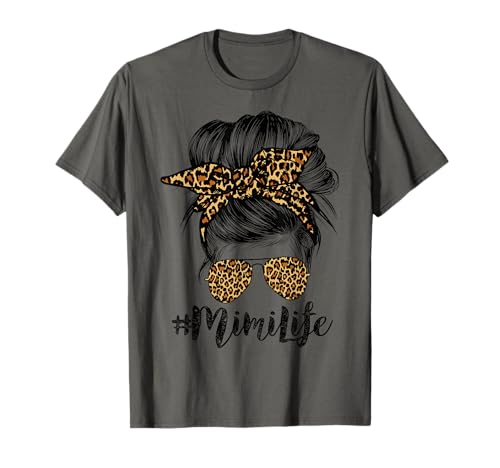 Mimi Life Hair Bandana Glasses Leopard Print Mother's Day T-Shirt