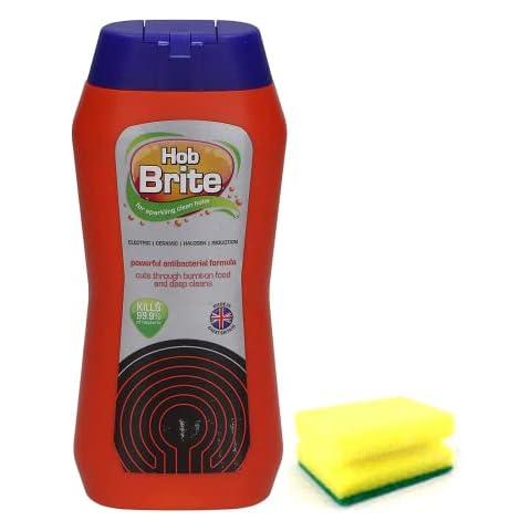 Hob Brite Hob Cleaner Cream (300 ML), Original Ceramic, Electric, Halogen and Induction Hob Cleaner with Degreaser Sponge Cover