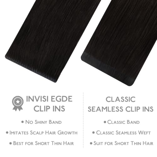 Image of WENNALIFE Invisible Edge Seamless Clip in Hair Extensions Real Human Hair