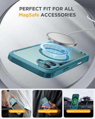 Image of Miracase Magnetic for iPhone 16 Plus Case Full-Body Phone with Built-in Glass Screen Protector, [Compatible with MagSafe] Military Drop Proof 16 Plus Cover Bumper 6.7 inch, Green