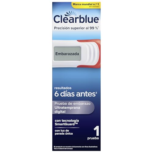 Clearblue Test de Embarazo Digital Detección Temprana - Resultados Claros en Palabras - Hasta 6 Días Antes - Formato Mejorado Sin Plástico