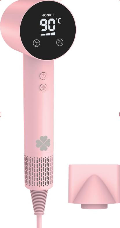 KISSLEAF Haartrockner 360° Magnetdiffusor,Schnelltrocknend, geräuscharmer Reisefön für Frauen und Männer - Rosa