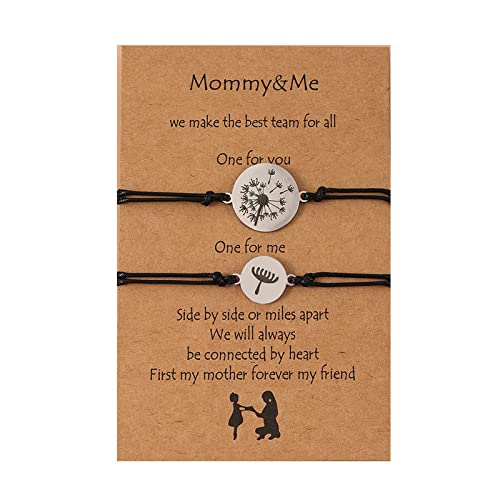 QIAMNI Pulsera de cuerda de acero inoxidable de diente de león para mujeres,...