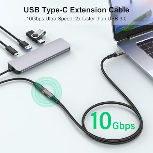 UVOOI Short USB C Extension Cable 1FT 5-Pack, Small USBC Male to Female Cord [USB3.2 Gen2/10Gbps] Sync Transfer 100W/5A Fast Charging Compatible with iPhone 15, iPad Pro/Air, MacBook Air M2/ M1/ Pro by UVOOI - Image 2