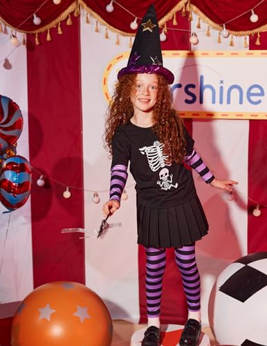 Image of Arshiner Girls Christmas Halloween Long Sleeve Shirts Graphic Stripe Plaid Patchwork Top Tee