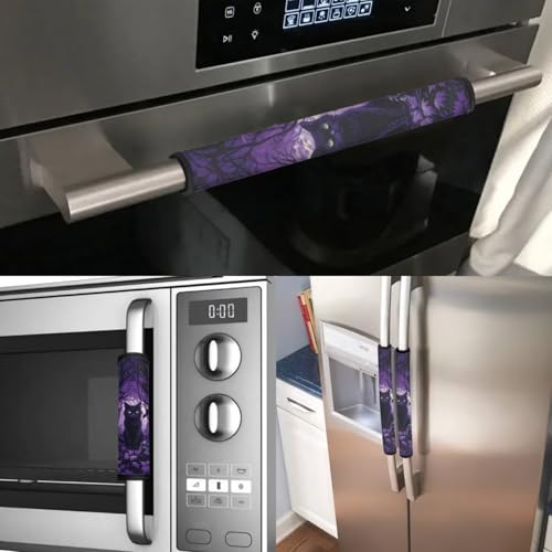 Image of Halloween Fridge Door Handle Covers Set of 6 Refrigerator,Microwave, Oven Door Handle Covers Anti-Static Stain Adjustable Appliance Handle Covers Kitchen Accessories