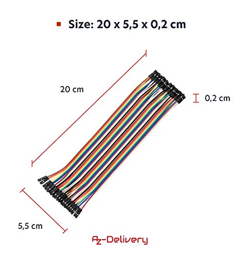 AZDelivery Jumper Wire Cable 3 x 40 pcs. Chaque 20 cm M2M/ F2M / F2F, 40Pin Mâle vers Mâle, 40 Pin Femelle vers Femelle, Compatible avec Arduino et Raspberry Pi Breadboard incluant Un E-Book!