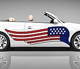 Lieferumfang: 2x Seitendekor 3D Autoaufkleber USA Flagge Flügel Fahne Digitaldruck Seite Auto Tuning bunt Aufkleber Airbrush Racing Autofolie Car Wrapping Tribal Seitentribal CW115, Größe Seiten LxB:ca. 80x20cm