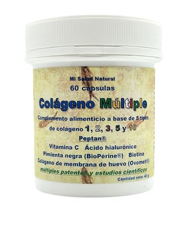 MULTI COLLAGEN Collagène Breveté PEPTAN® + Acide Hyaluronique + Vitamine C + Bioperine® + Ovomet® + Biotine -divers Brevets + Études Cliniques - 60 capsules 1 mois de cure - aussi 120 et 240 capsules