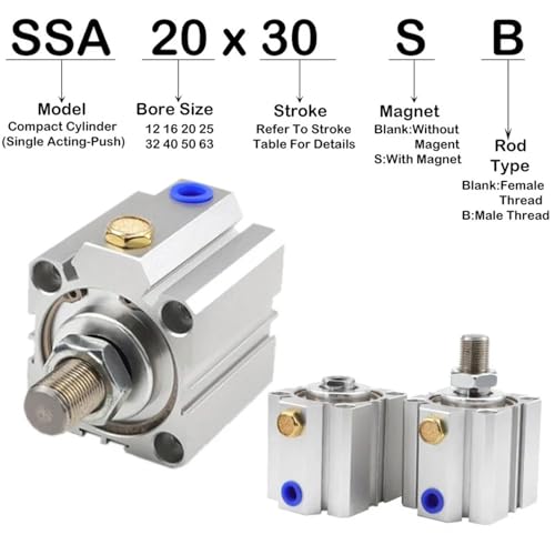 Vérin pneumatique série SSA25, usinage de précision simple effet 10mm - 3